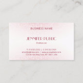 Carte De Visite Élégant rose Rose Parties scintillant or Modèle Mo (Dos)