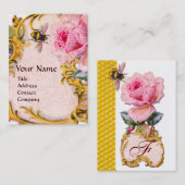 CARTE DE VISITE ÉLÉGANT ROSE ROSE ROSE ET HONEY BEE BEEKEEPER MONO (Devant / Derrière)
