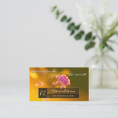 Carte De Visite Élégant rose rose rose rose fleurit rectangle gris (Debout devant)