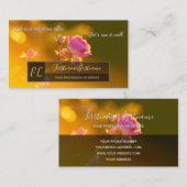 Carte De Visite Élégant rose rose rose rose fleurit rectangle gris (Devant / Derrière)