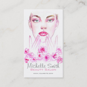 Carte De Visite Elégant rose Roses Floral Aquarelle Beauté Salon