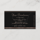 Carte De Visite Élégant Rose Rouge or Parties scintillant Initiale (Dos)