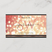 Carte De Visite Élégant Rose Rouge or Parties scintillant Initiale (Devant)