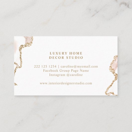 Carte De Visite Elégant rose rousse parties scintillant agate chic (Dos)