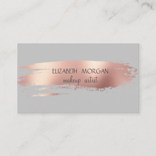 Carte De Visite Élégant Rose simple brosse à huile or, Gris (Devant)