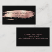 Carte De Visite Élégant Rose simple brosse à pinceau or, Noir (Devant / Derrière)