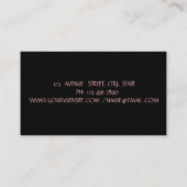 Carte De Visite Élégant Rose simple brosse à pinceau or, Noir (Dos)