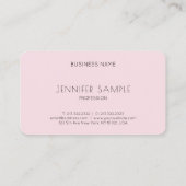Carte De Visite Elégant rose Simple Design Moderne Plaine Luxe Hau (Dos)