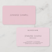 Carte De Visite Elégant rose Simple Design Moderne Plaine Luxe Hau (Devant / Derrière)