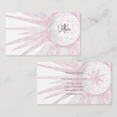 Carte De Visite Elégant rose Sun Moon Doodle Mandala White Design (Devant / Derrière)