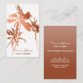 Carte De Visite Élégant Rose Tropical Gold Palm Trees Professionne (Devant / Derrière)