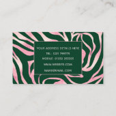 Carte De Visite Elégant Rose vert Parties scintillant or Zebra (Dos)