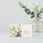 Carte De Visite Élégant Rose Vintage blanc antique (Debout devant)