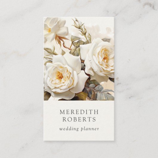 Carte De Visite Élégant Rose Vintage blanc antique (Devant)
