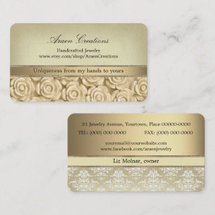 Carte De Visite Élégant Rose Vintage Motif Bijoux artisanaux