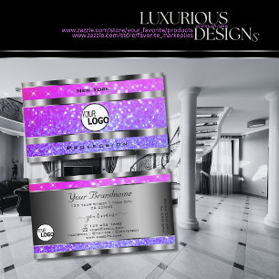 Carte De Visite Élégant rose violet Parties scintillant étoiles