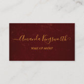 Carte De Visite Elégant rouge foncé avec l'écriture or professionn (Devant)