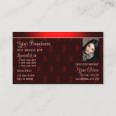 Carte De Visite Élégant rouge foncé avec photo et Motif de monogra (Dos)