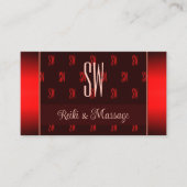 Carte De Visite Élégant rouge foncé avec photo et Motif de monogra (Devant)