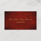 Carte De Visite Elégant Rouge foncé Texture or Noir Pays Rustique (Devant)