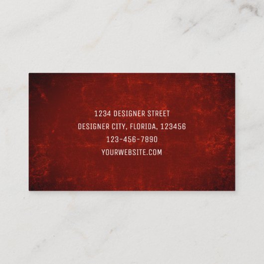 Carte De Visite Elégant Rouge foncé Texture pays rustique (Dos)