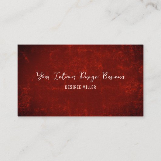 Carte De Visite Elégant Rouge foncé Texture pays rustique (Devant)