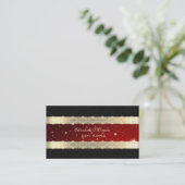 Carte De Visite Elégant Rouge Luxe, Gold Striped, Dentelle, Noir (Debout devant)