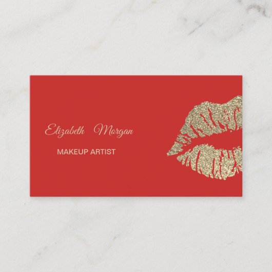 Carte De Visite Élégant Rouge moderne, lèvres de Parties scintilla (Devant)