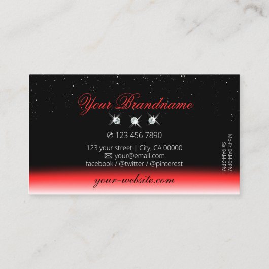 Carte De Visite Élégant Rouge Noir Gradient Bijoux étincelants Mod (Dos)