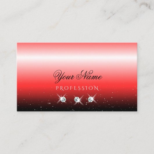 Carte De Visite Élégant Rouge Noir Gradient Bijoux étincelants Mod (Devant)