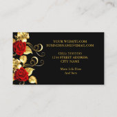Carte De Visite Elégant Rouge Rose Noir Rouge Feuille d'or (Dos)