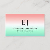 Carte De Visite Élégant rouge vert blanc dégradé Monogramme initia (Devant)