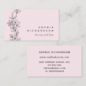 Carte De Visite Élégant rougissent la couleur Editable botanique (Devant / Derrière)