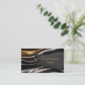 Carte De Visite Elégant Rousty or noir soie look métal (Debout devant)