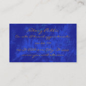 Carte De Visite Elégant Royal Blue Abstrait or Monogramme Notaire (Dos)