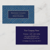 Carte De Visite Elégant Royal Blue Gold Abstrait géométrique (Devant / Derrière)