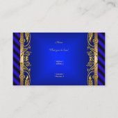 Carte De Visite Élégant Royal Blue Gold Floral Ripple (Dos)