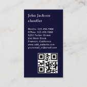 Carte De Visite Elégant Royal Blue moderne code QR Chauffeur (Dos)