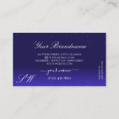 Carte De Visite Élégant Royal Blue Sparkling Diamonds et Monogramm (Dos)