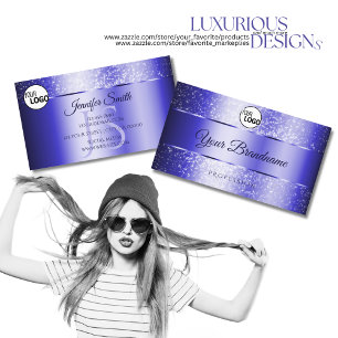 Carte De Visite Élégant Royal Blue Sparkling Parties scintillant L