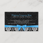 Carte De Visite Élégant ruban bleu noir et blanc Damas 2a (Dos)