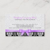 Carte De Visite Élégant ruban lavande noir et blanc Damas 2a (Dos)