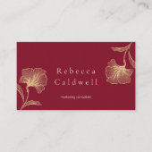 Carte De Visite Élégant Ruby Rouge Floral Feminine (Devant)