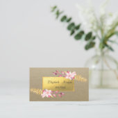 Carte De Visite Élégant Rustique, Kraft, Or, Fleurs (Debout devant)