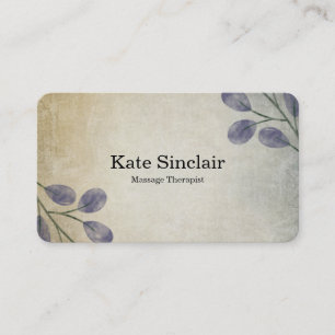 Carte De Visite Elégant Rustique minimal verdure Massage Thérapist