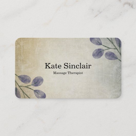 Carte De Visite Elégant Rustique minimal verdure Massage Thérapist (Devant)