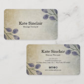 Carte De Visite Elégant Rustique minimal verdure Massage Thérapist (Devant / Derrière)