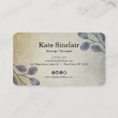 Carte De Visite Elégant Rustique minimal verdure Massage Thérapist (Dos)