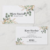 Carte De Visite Elégant Rustique minimal verdure Massage Thérapist (Devant / Derrière)