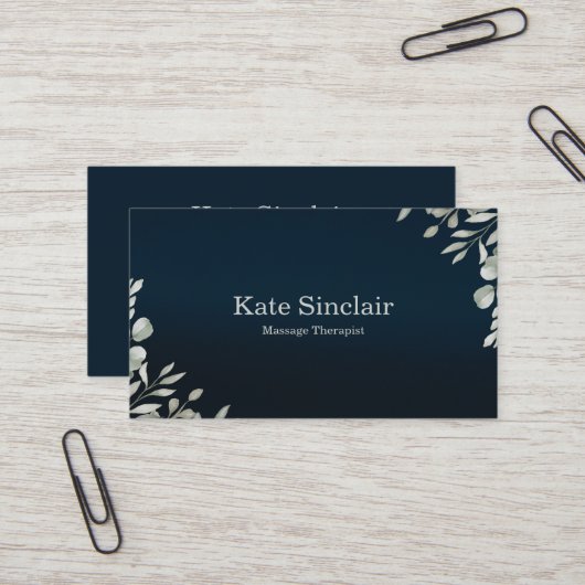 Carte De Visite Elégant Rustique minimal verdure Massage Thérapist (Devant/Arrière en situation)